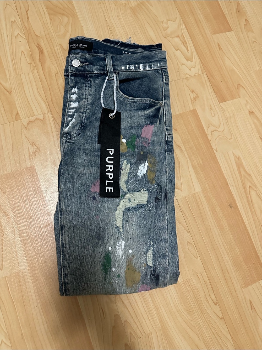 Purple Brand Paint-Splatter Distressed Jeans - Blue Denim❗️